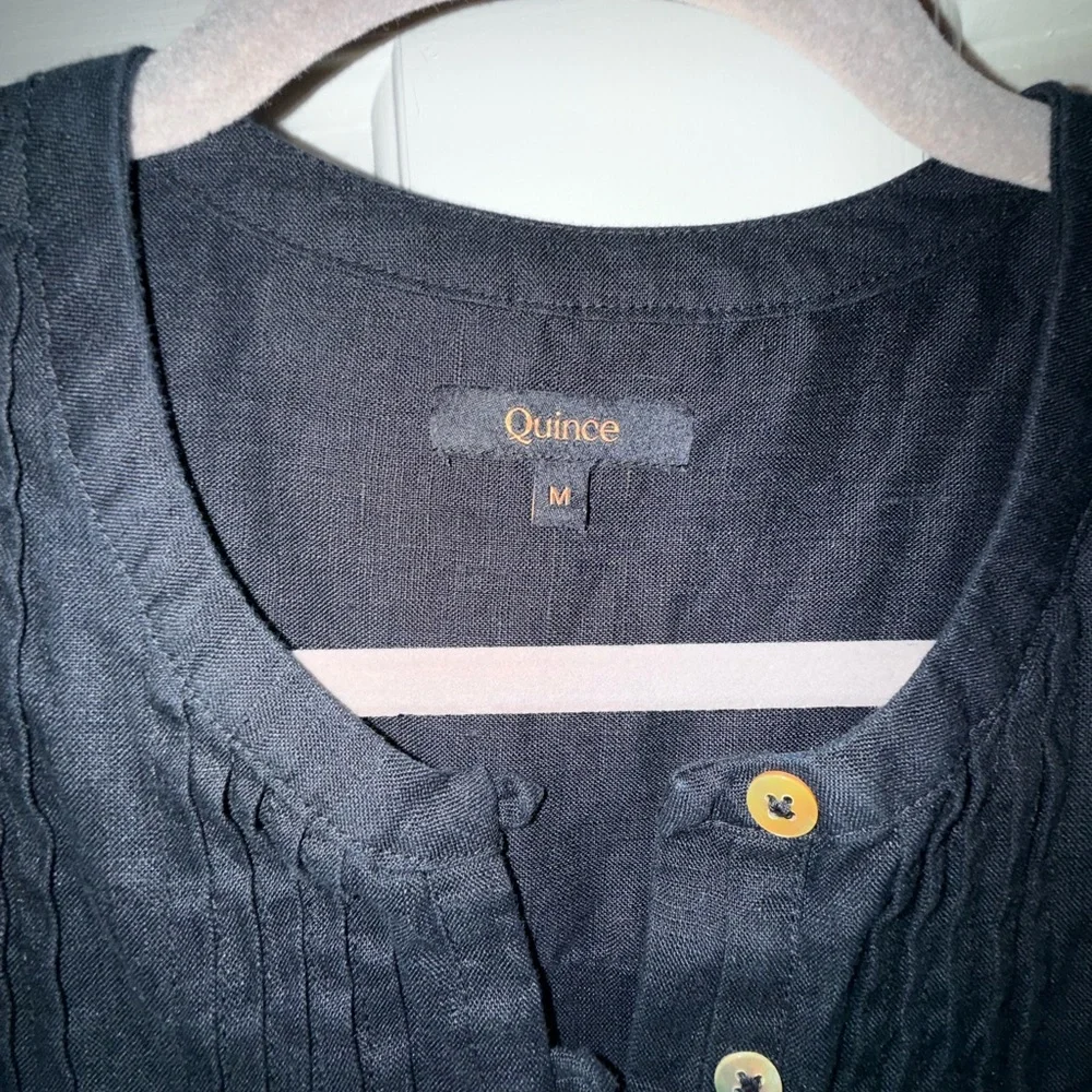 Quince Charcoal Button Linen Dress - Picture 2 of 2